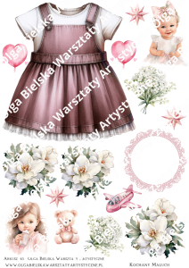 SATYNOWE grafiki arkusz 163 DZIECKO sukieneczka XXL A4 grafiki do wycinania