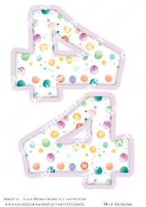 SATYNOWE grafiki arkusz 234B urodziny cyfra 4 jasno różowy grafiki do wycinania A4