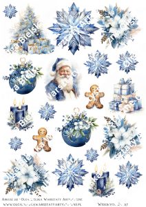 MATOWE grafiki arkusz A4 212 niebieskie święta2 Boże Narodzenie do wycinania