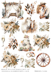 MATOWE grafiki arkusz A4 201 ŚLUB western  grafiki do wycinania