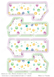 MATOWY arkusz 213 urodziny cyfra 1 różowy zielony grafiki do wycinania A4