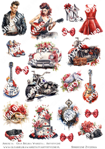 MATOWE grafiki arkusz A4 197 retro rock ślub arkusz grafik