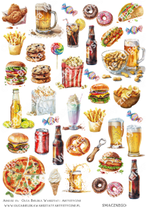 MATOWY arkusz A4 176 piwo jedzenie impreza grafiki do wycinania