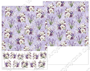 Arkusz 452 dwustronny Lawendowe Pola A3 papier 29,7x29,7cm + dodatki Olga Bielska Warsztaty Artystyczne