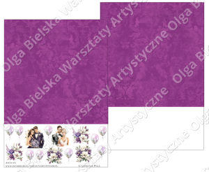 Arkusz 454 dwustronny Lawendowe Pola A3 papier 29,7x29,7cm + dodatki Olga Bielska Warsztaty Artystyczne