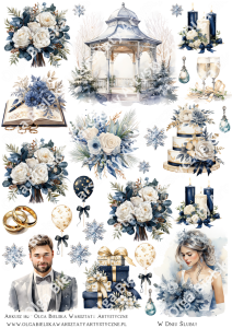 MATOWE grafiki arkusz A4 182 ŚLUB ZIMA cz.1  grafiki do wycinania 