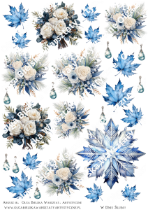 MATOWE grafiki arkusz A4 183 ŚLUB ZIMA cz.2  grafiki do wycinania 