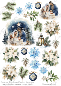 MATOWE grafiki arkusz A4 502 BN2025 szopka DL do wycinania