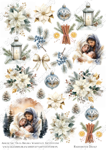 MATOWE grafiki arkusz A4 504 BN2025 św. rodzina3 DL do wycinania