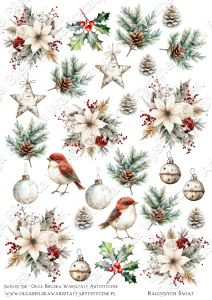 MATOWE grafiki arkusz A4 506 BN2025 święta wianek z ptaszkami do wycinania