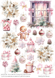 MATOWE grafiki arkusz A4 508 BN2025 różowe święta do wycinania