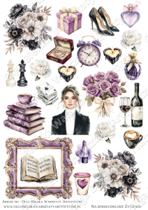 SATYNOWY grafiki arkusz  A4 567 urodziny kobieta DZIEŃ KOBIET grafiki do wycinania