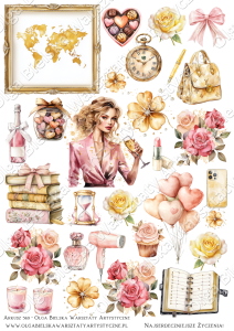 SATYNOWY grafiki arkusz  A4 569 urodziny kobieta DZIEŃ KOBIET grafiki do wycinania