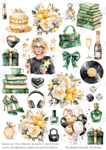 SATYNOWY grafiki arkusz  A4 566 urodziny kobieta DZIEŃ KOBIET grafiki do wycinania