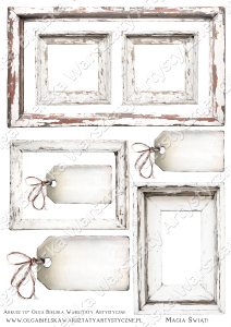 SATYNOWE grafiki arkusz 717 Magia Świąt ramki03 A4 arkusz papier jednostronny Olga Bielska Warsztaty Artystyczne