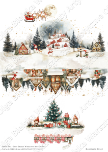 Arkusz A3 580A dwustronny wioska św. Mikołaja pop up świąteczne scrapowanie 2025