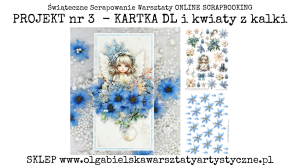 PROJEKT 3 - MiniKIT kartka DL zimowy aniołek z kwiatami z kalki - 470 świąteczne scrapowanie 2025