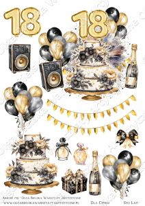 SATYNOWY Arkusz A4 730 arkusz papier dwustronny 18 urodziny POP UP BOX