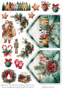SATYNOWY arkusz A4 579 scrapbookingowy kalendarz adwentowy dzień 6