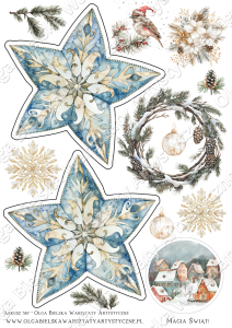SATYNOWY arkusz A4 587 scrapbookingowy kalendarz adwentowy dzień 7