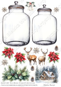 MATOWY arkusz A4 570B jednostronny słoik 2/2 świąteczne scrapowanie 2025