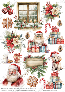 MATOWY arkusz A4 536 jednostronny MIKOŁAJ czerwony świąteczne scrapowanie 2025