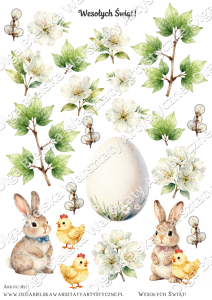 SATYNOWE grafiki arkusz 827 wielkanocna kartka pop up A4 grafiki do wycinania