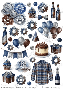 MATOWE grafiki arkusz 866 A4 urodziny mężczyzna 18 urodziny chłopiec arkusz grafik