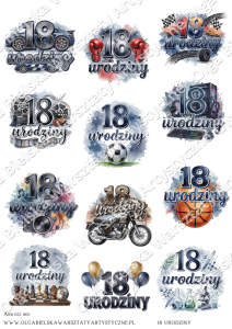 MATOWE grafiki arkusz 865 A4 18 urodziny mężczyzna napisy urodziny chłopiec arkusz grafiki