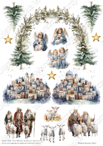 MATOWY arkusz 585B A4 mała szopka pop up 3D 2/3 świąteczne scrapowanie 2025