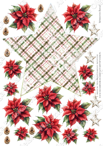 MATOWY arkusz A4 589 jednostronny 2/2 gwiazdka świąteczne scrapowanie 2025