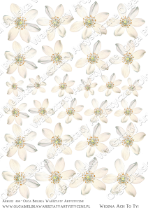 Kalka arkusz A4 809 KWIATY białe