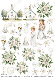 SATYNOWE grafiki arkusz A4 900 Komunia grafiki do wycinania