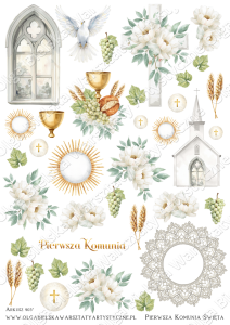 MATOWE grafiki arkusz A4 903 Komunia grafiki do wycinania