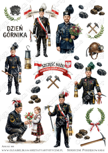 SATYNOWY arkusz A4 988 górnik dzień górnika BARBÓRKA arkusz grafik lotnictwo