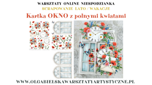 mini KIT kartka OKNO  z polnymi kwiatami KIT LATO WAKCJE 921 922 923