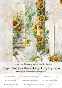 Średni zestaw A4 "Słonecznikowy uśmiech lata" 5 arkuszy Olga Bielska Warsztaty Artystyczne