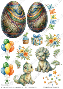MATOWE grafiki arkusz A4 1028 kartka urodzinowa JAJO DINOZAURA 3D grafiki do wycinania 2/3