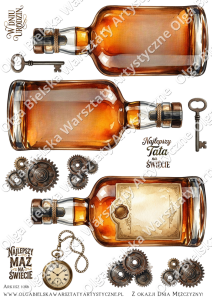 SATYNOWE grafiki arkusz A4 1048 kartka 3D butelka retro urodziny dla taty mężczyzny grafiki do wycinania 2/3