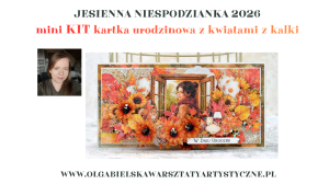 mini KIT kartka pozioma DL urodziny jesienią Jesienna Niespodzianka 1077 1078 1075 1076 kalka1090