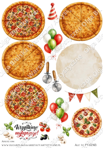 MATOWE grafiki arkusz A4 1084 SCRAP Zabawy kartka 3D pizza urodzinowa grafiki do wycinania 2/3