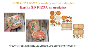 mini KIT papierowy SCRAP ZABAWY sierpień PIZZA urodziny 1083 1084 1087