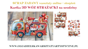 mini KIT papierowy SCRAP ZABAWY sierpień WÓZ STRAŻACKI urodziny  1088 1089