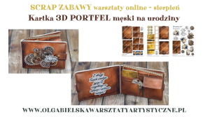 mini KIT papierowy SCRAP ZABAWY sierpień PORTFEL męski urodziny 1063 1074 1082