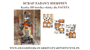 mini KIT papierowy SCRAP ZABAWY sierpień 3D kartka butelka whisky dla faceta 1047 1048 1049