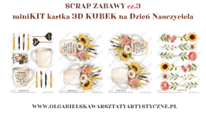mini KIT papierowy SCRAP ZABAWY cz.3 KUBEK na Dzień Nauczyciela 1191 1192 1193 1194 