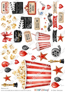 SATYNOWE grafiki arkusz A4 237 SCRAP Zabawy kartka 3D popcorn kartka na urodziny grafiki do wycinania 2/2