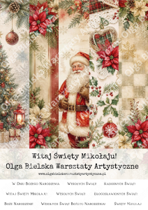 Zestaw ŚREDNI A4 Witaj Święty Mikołaju! zestaw 5 arkuszy