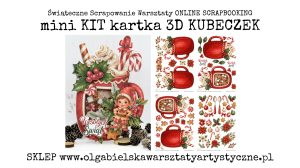 miniKIT kartka 3D KUBEK świąteczny Warsztaty Niespodzianka 1370 1371 1372 1373 