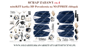 mini KIT papierowy SCRAP ZABAWY cz4 kartka Powodzenia na MATURZE chłopak 687 688 689 
